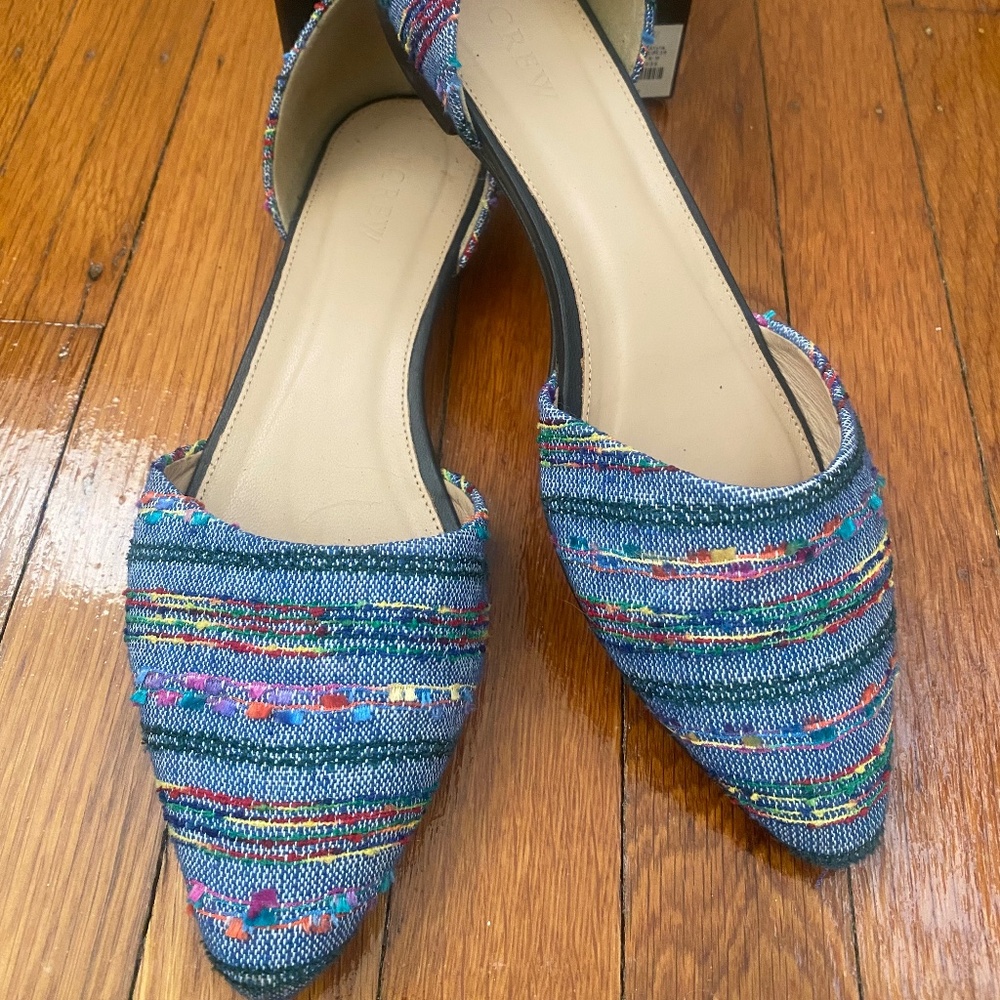 J.Crew Colorblock Fabric D'Orsay Flats – Size 8